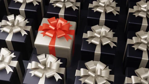 Gift boxes animation. 3d rendering, pattern. Gift give away, Mobile Marketing Video stock 238773057