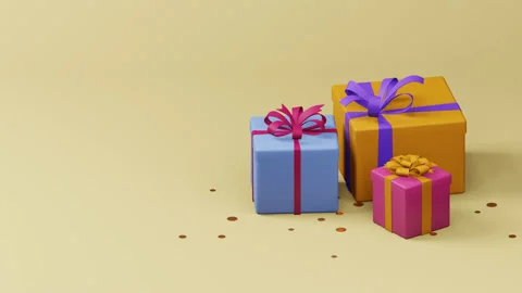 Gift boxes animation. 3d rendering, copy space. prizes, bonus or rewards Video stock 238845881