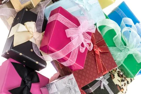 Gift boxes as a background Stock Photos