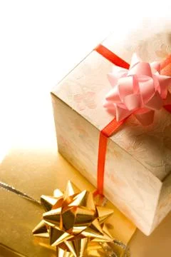 Gift boxes with bow on a white background Foto stock