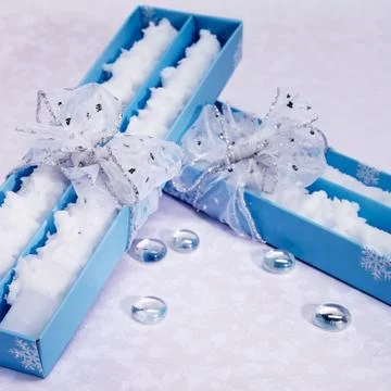 Gift boxes with candles Stock Photos