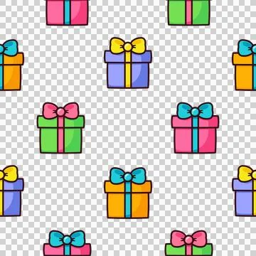 Gift boxes, cartoon style seamless pattern Stock Illustration