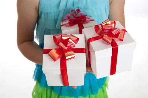 Gift boxes in the children's hands Stock-Fotos