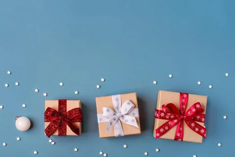 Gift boxes with Christmas decorations. Stock Photos
