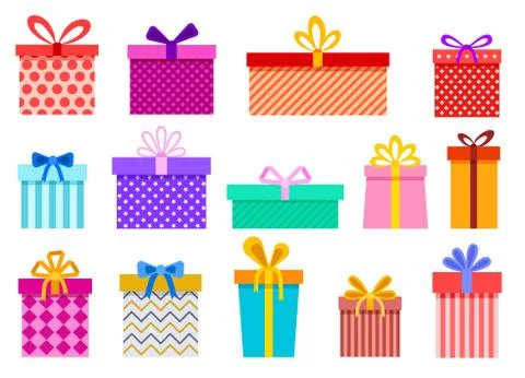 Gift boxes. Christmas present wrapped packages. Xmas, birthday and valentine day Illustrazione stock