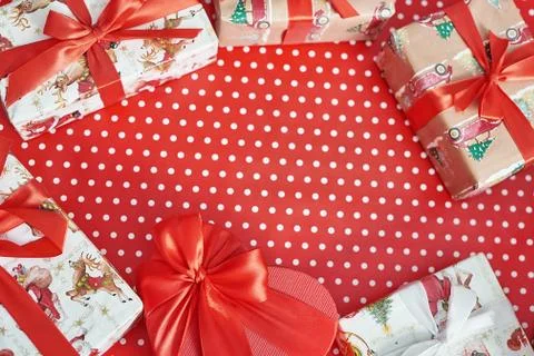 Gift boxes christmas tree background. Luxury New Year gift. Merry Christmas b Stock Photos