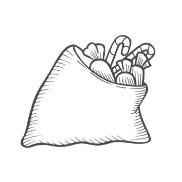 Gift boxes in cloth bag. Stock Illustration