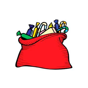 Gift boxes in cloth bag. Иллюстрация