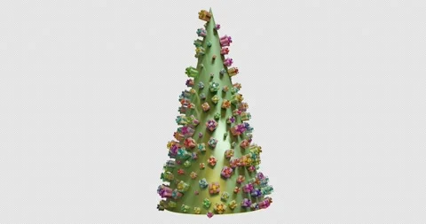 Gift boxes on a cone in the shape of a Christmas tree Stock Footage 232413981