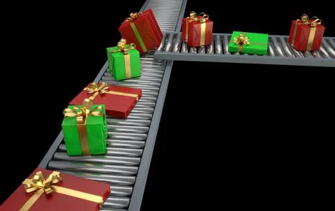 Gift Boxes On Conveyor Stock Illustration