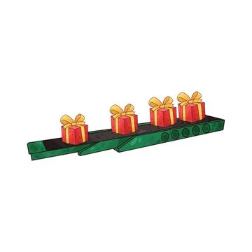 Gift boxes on conveyor illustration イラスト素材