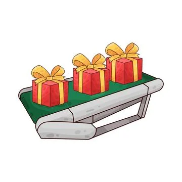 Gift boxes on conveyor illustration イラスト素材