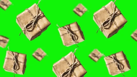 Gift boxes in craft paper. Motion design animation. Christmas concept Stock Footage 165280366