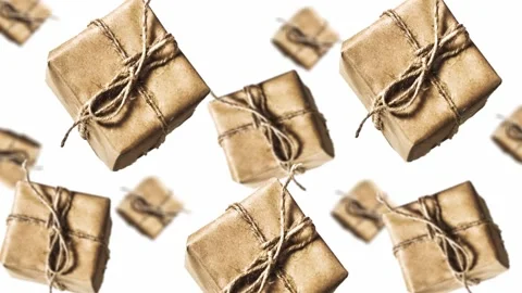 Gift boxes in craft paper. Motion design animation. Christmas concept Stock Footage 165280371