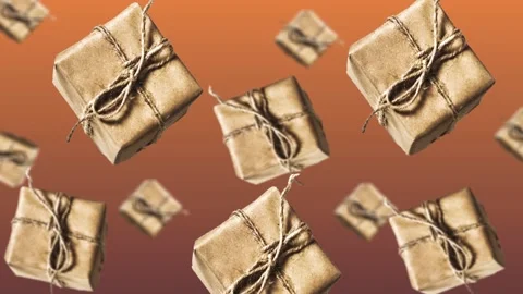 Gift boxes in craft paper. Motion design animation. Christmas concept Video stock 165280676