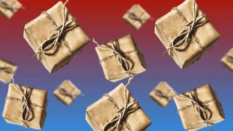 Gift boxes in craft paper. Motion design animation. Christmas concept Video stock 165280720