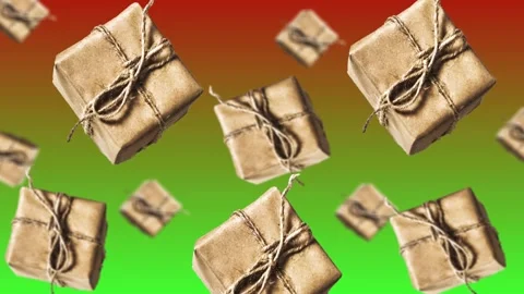 Gift boxes in craft paper. Motion design animation. trend gradient Video stock 165280721