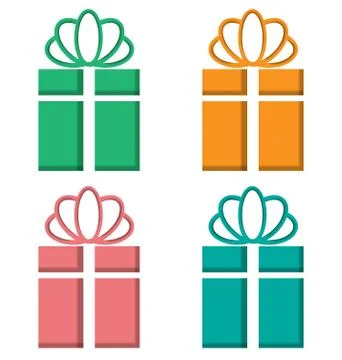 Gift boxes cutout on different backgrounds on white Stock Illustration