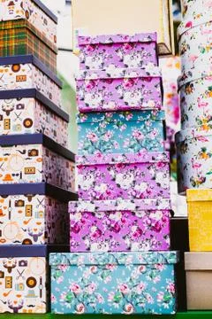Gift boxes of different sizes Stock Photos