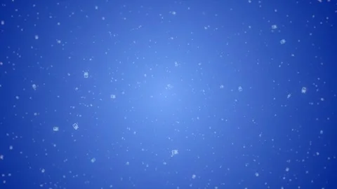 Gift boxes drawn with a white line fall on a blue background . Animated Stock Footage 254065709