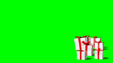 Gift boxes falling from above on a green background Stock Footage 48582297