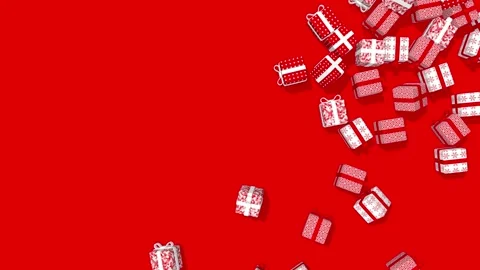 Gift Boxes Falling and Filling Screen Then Revealing Boxing Day Offer, 3D Render Stock Footage 226350538