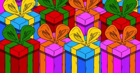 Gift Boxes falling down on black background Stock Footage 219468313