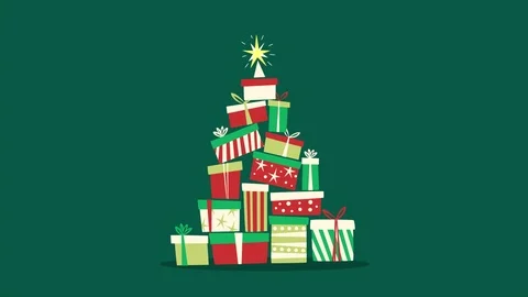 Gift boxes falling down forming a christmas tree. A lot of Christmas gifts. Stock Footage 99639516