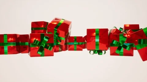 Gift boxes falling on the ground. A lot of Christmas gifts. Sale and Discount. Stock Footage 121308476