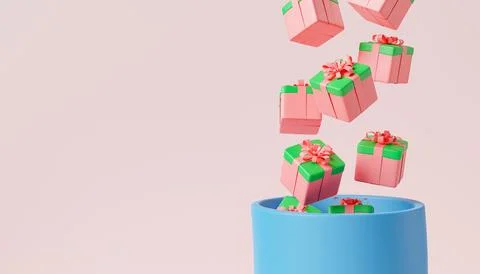 Gift boxes falling into a hole Stock Illustration