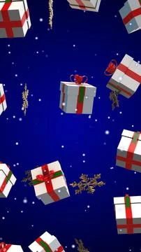 Gift Boxes Falling with Snowflakes Illustration