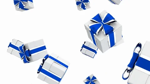 Gift boxes falling from the top 3D looping animation with alpha matte Stock-Footage 69276835