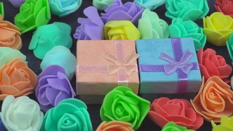 Gift boxes in flowers Stock Footage 102911602