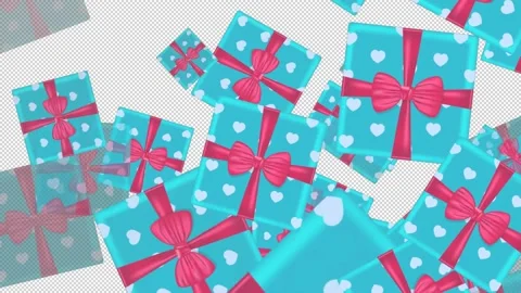 Gift boxes flying across the screen on a blank background. Stock Footage 150860111