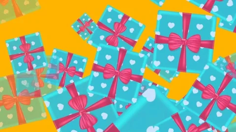 Gift boxes flying across the screen. Animation. Stock Footage 150860757