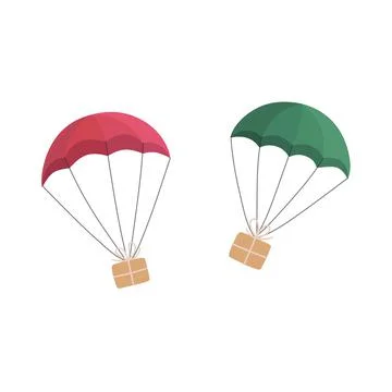 Gift boxes flying with parachutes. Vector illustration 库存插图