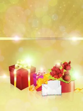 Gift boxes on gold background Stockillustratie