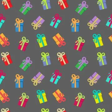 Gift boxes on a gray background. Seamless fabric. Stock Illustration