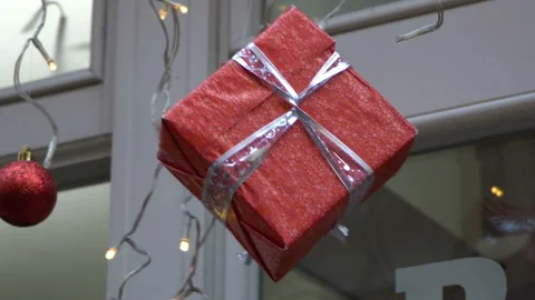 Gift boxes hanging Stock Footage 129392284
