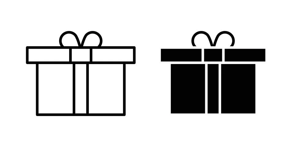 Gift boxes icon solid, line, and editable vector set. イラスト素材