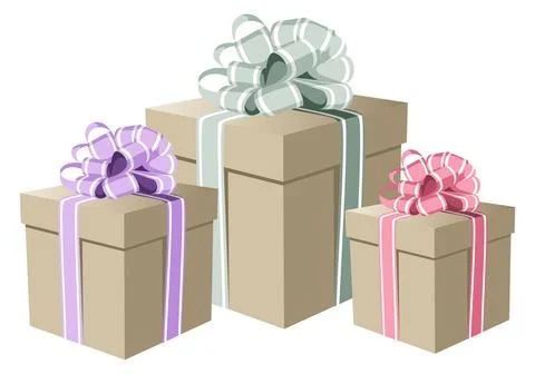 Gift boxes Illustration of gift boxes with colored ribbons. Vector avaliab... Stock Photos
