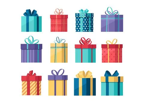 Gift Boxes Illustrations Set Stock Illustration