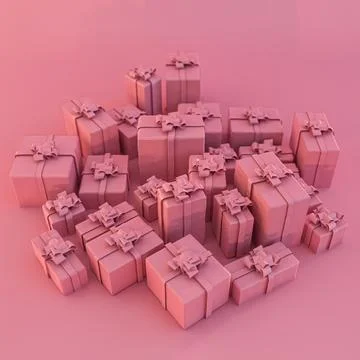 Gift boxes isolated on pink background Stock Illustration