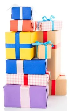 Gift boxes isolated on white background Stock Photos