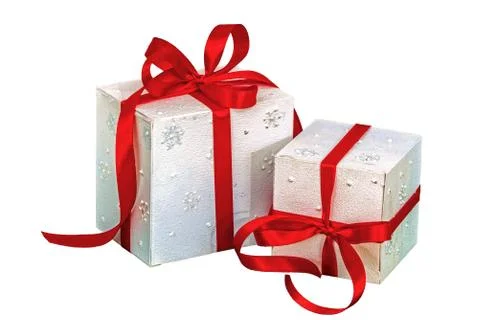 Gift boxes, isolated on white background Stock Photos