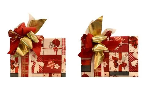 Gift boxes isolated on white background Stock Photos