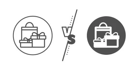 Gift boxes line icon. Present sign. Vector Ilustración de archivo
