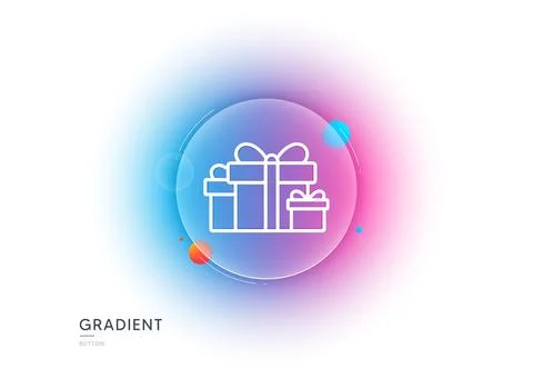 Gift boxes line icon. Present sign. Gradient blur button. Vector Illustrazione stock