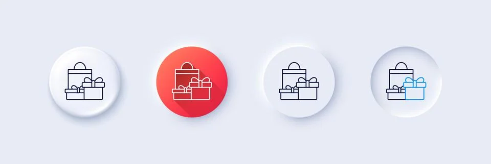 Gift boxes line icon. Present sign. Line icons. Vector Ilustración de archivo