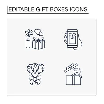 Gift boxes line icons set Illustrazione stock